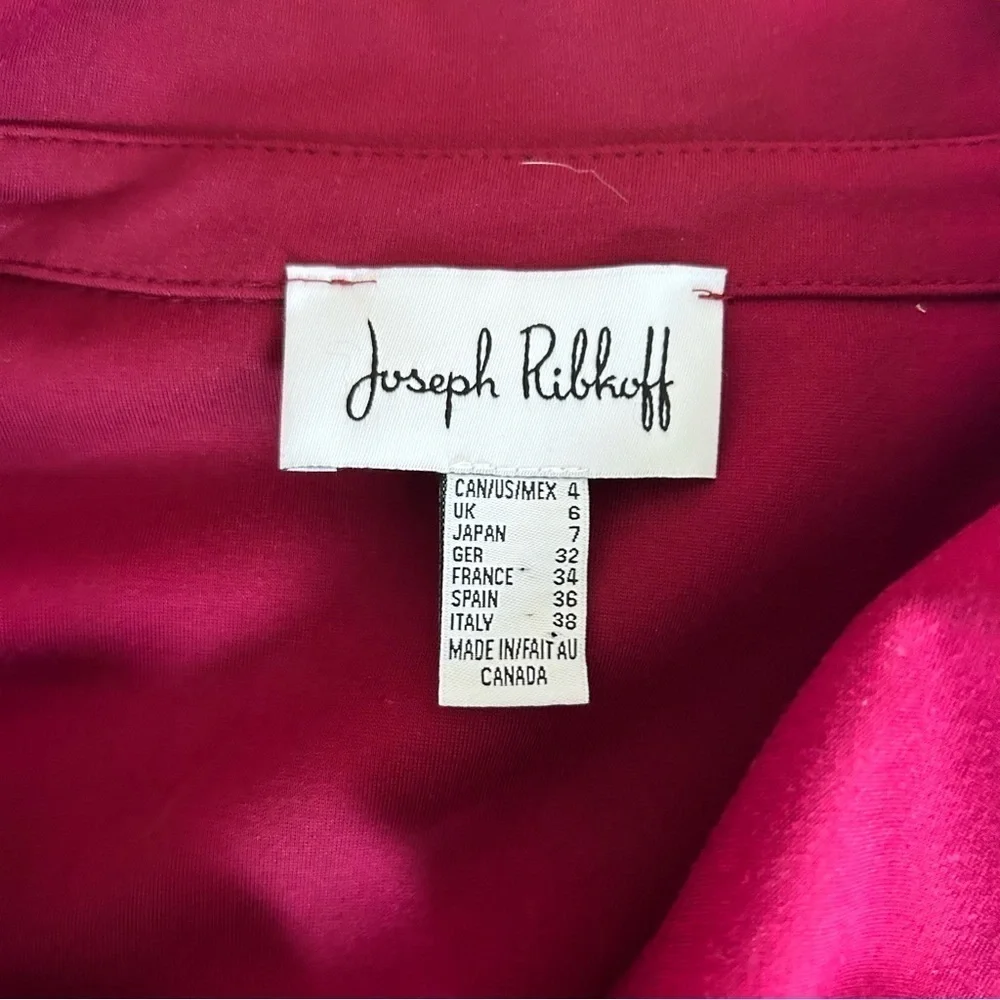 JOSEPH RIBKOFF Large Collar Wrap Jacket Cranberry  Size Womens 4